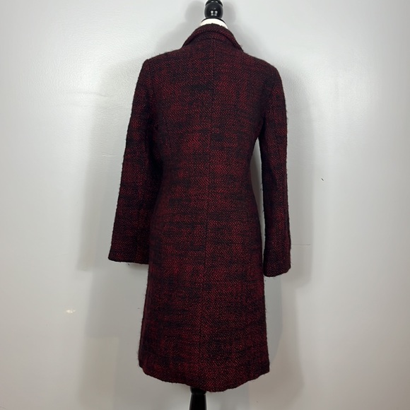Lilah Rose Red & Black Wool Weaved Coat with Attached Scarf  & Silk Lining. - Picture 6 of 17